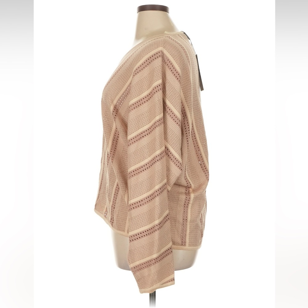 Misook Blush-Beige Open Knit V-Neck Sweater - Picture 6 of 7